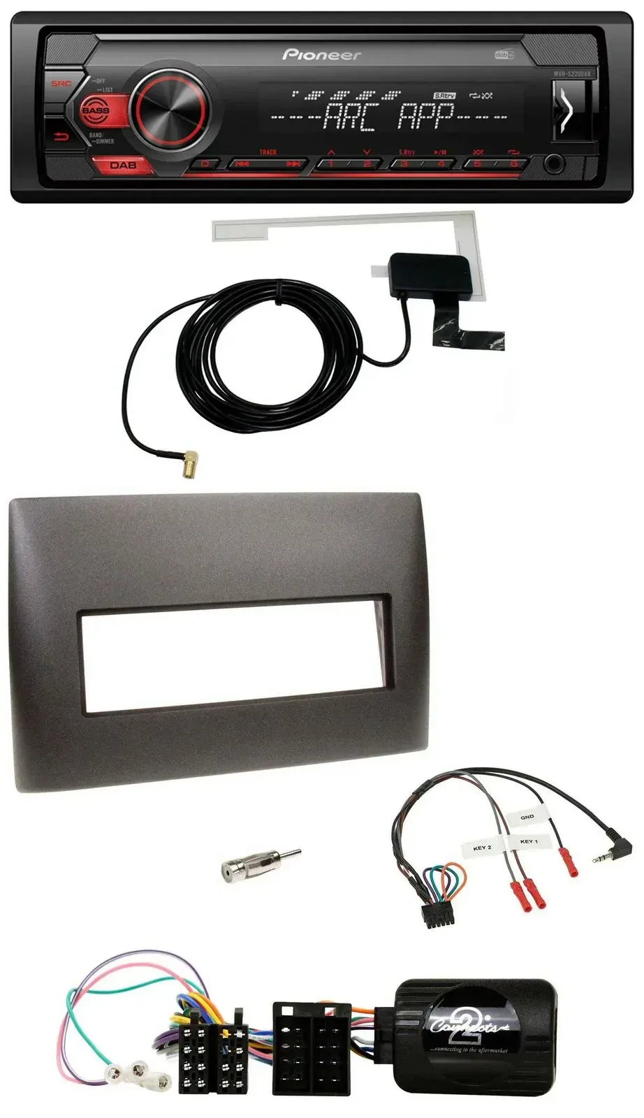 Автомагнитола Pioneer 1DIN USB DAB MP3 для Fiat Stilo 2001–2007 черная