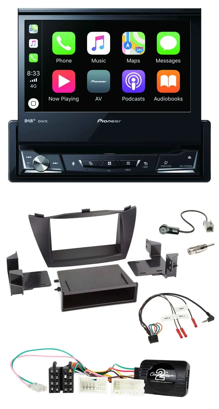 Pioneer DVD Bluetooth DAB USB Lenkrad Autoradio für Hyundai ix35 2010-2013 schwa