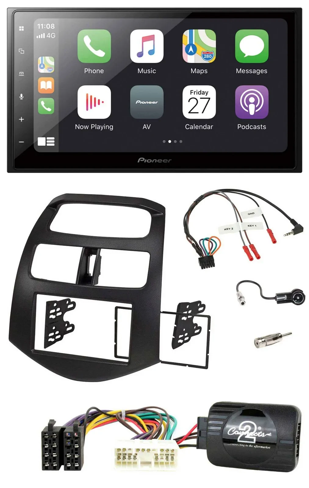 Автомагнитола Pioneer 2DIN, Bluetooth, DAB, USB для Chevrolet Spark (2012–2020)