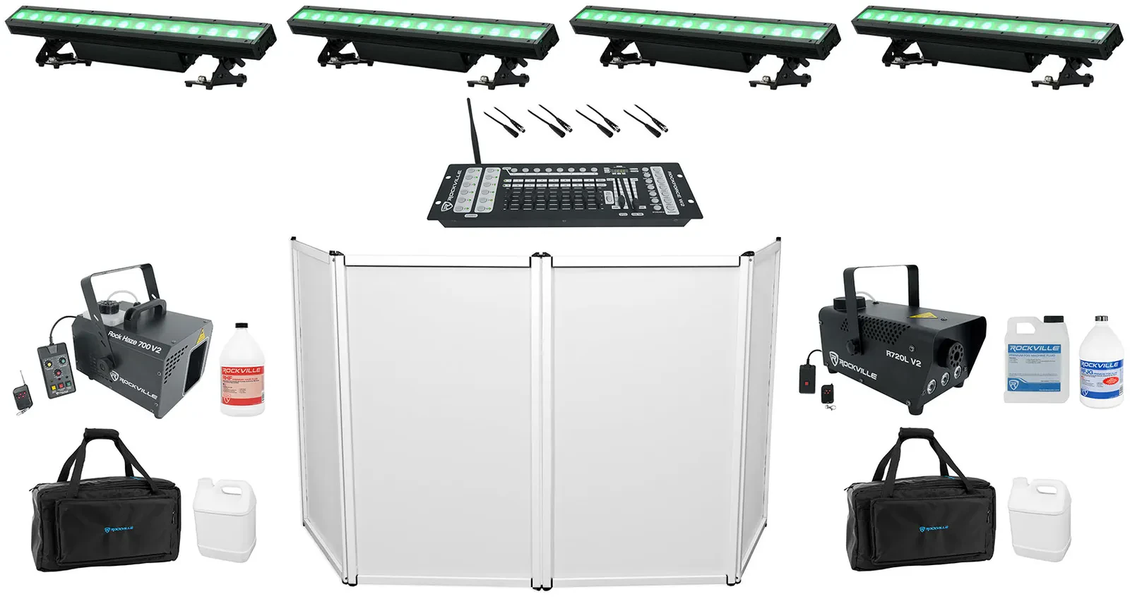 4 American DJ Encore LB15 Outdoor LED Wireless DMX Strip Lights+Controller+Hazer