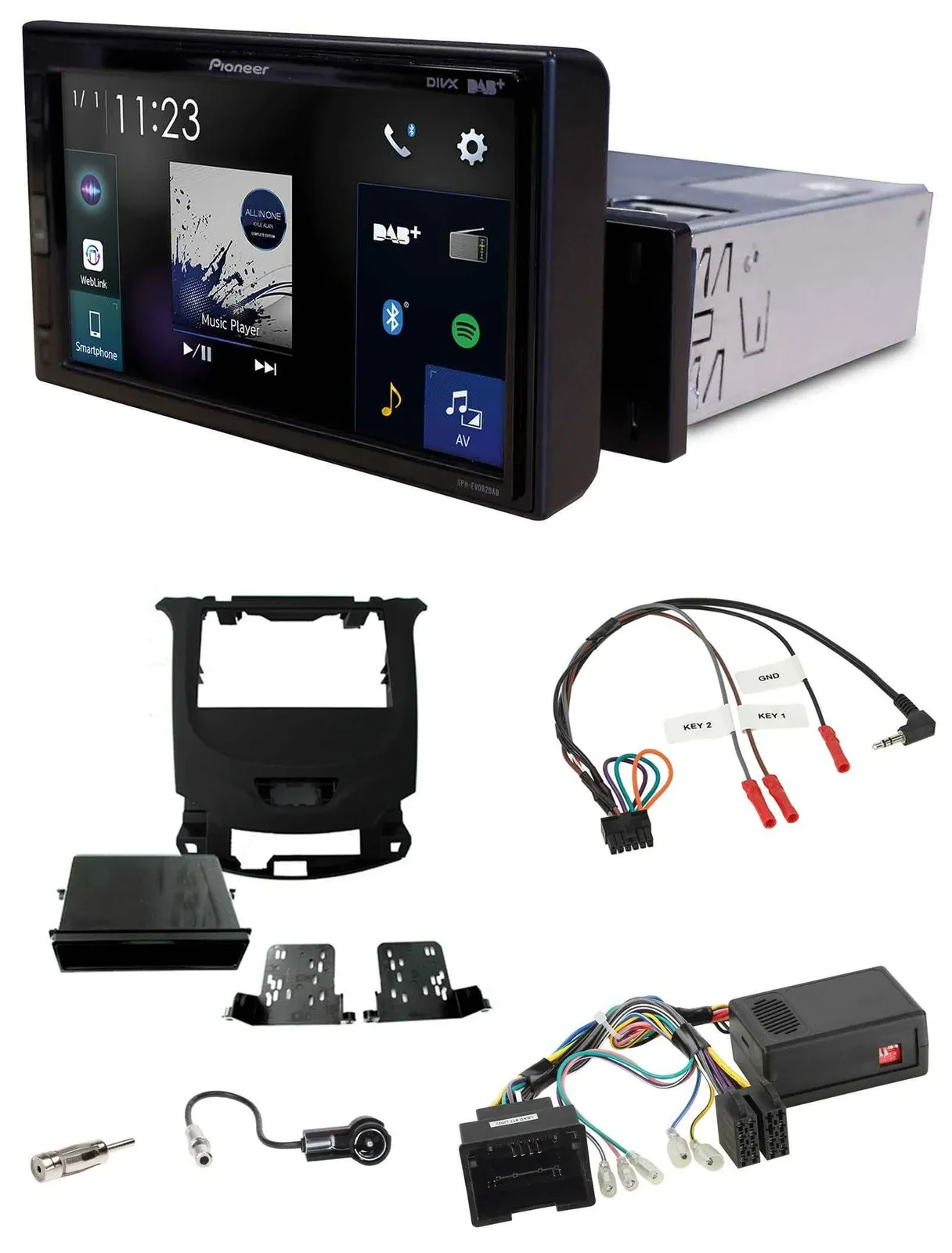 Pioneer DAB Lenkrad Bluetooth USB Autoradio für Chevrolet Cruze ab 2016 klavier