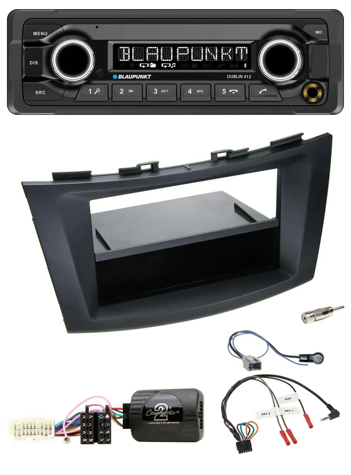 Автомагнитола Blaupunkt для Suzuki Swift Sport (с 2011) Bluetooth, USB, MP3, совместима с кнопками на руле