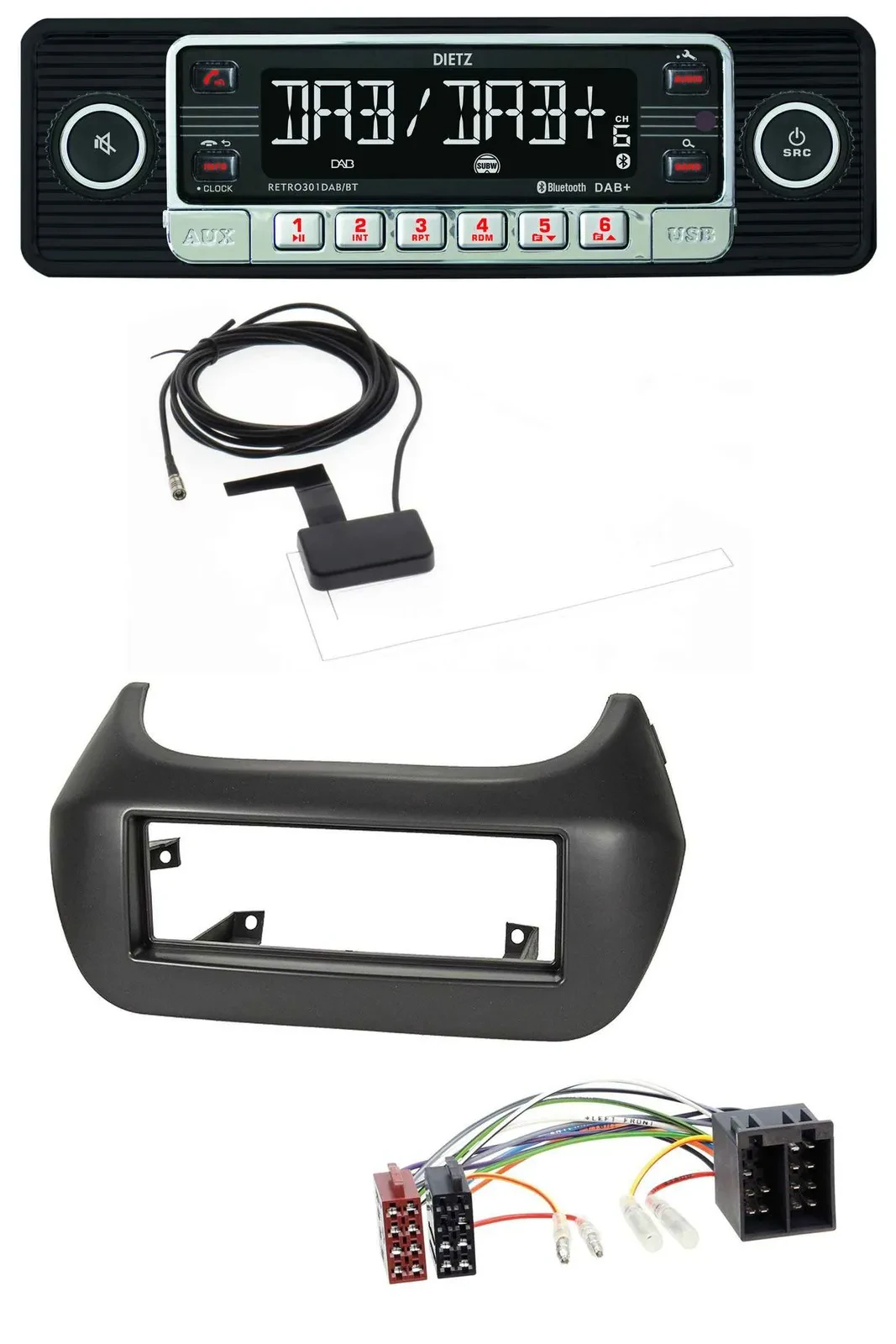 Автомагнитола для Fiat Fiorino / Qubo / Citroen Nemo / Peugeot Dietz DAB, Bluetooth, USB, MP3