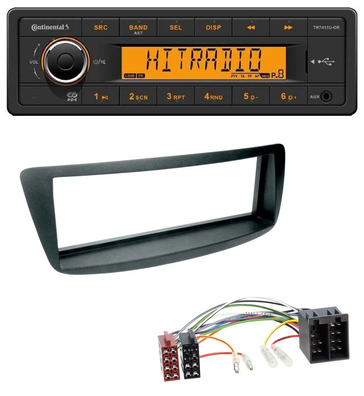 Continental 1DIN USB AUX MP3 Autoradio für Citroen C1 Peugeot 107 (05-14)
