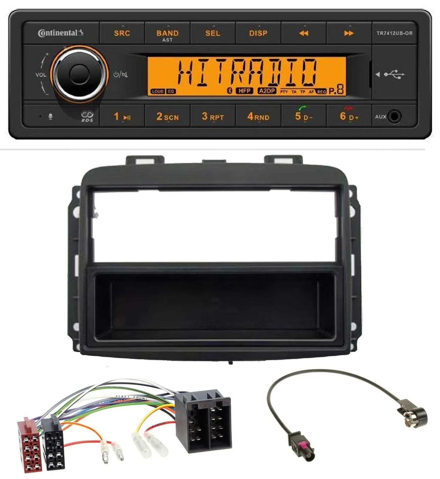 Continental MP3 Bluetooth AUX USB Autoradio für Fiat 500L (mit ISO, ab 2012)