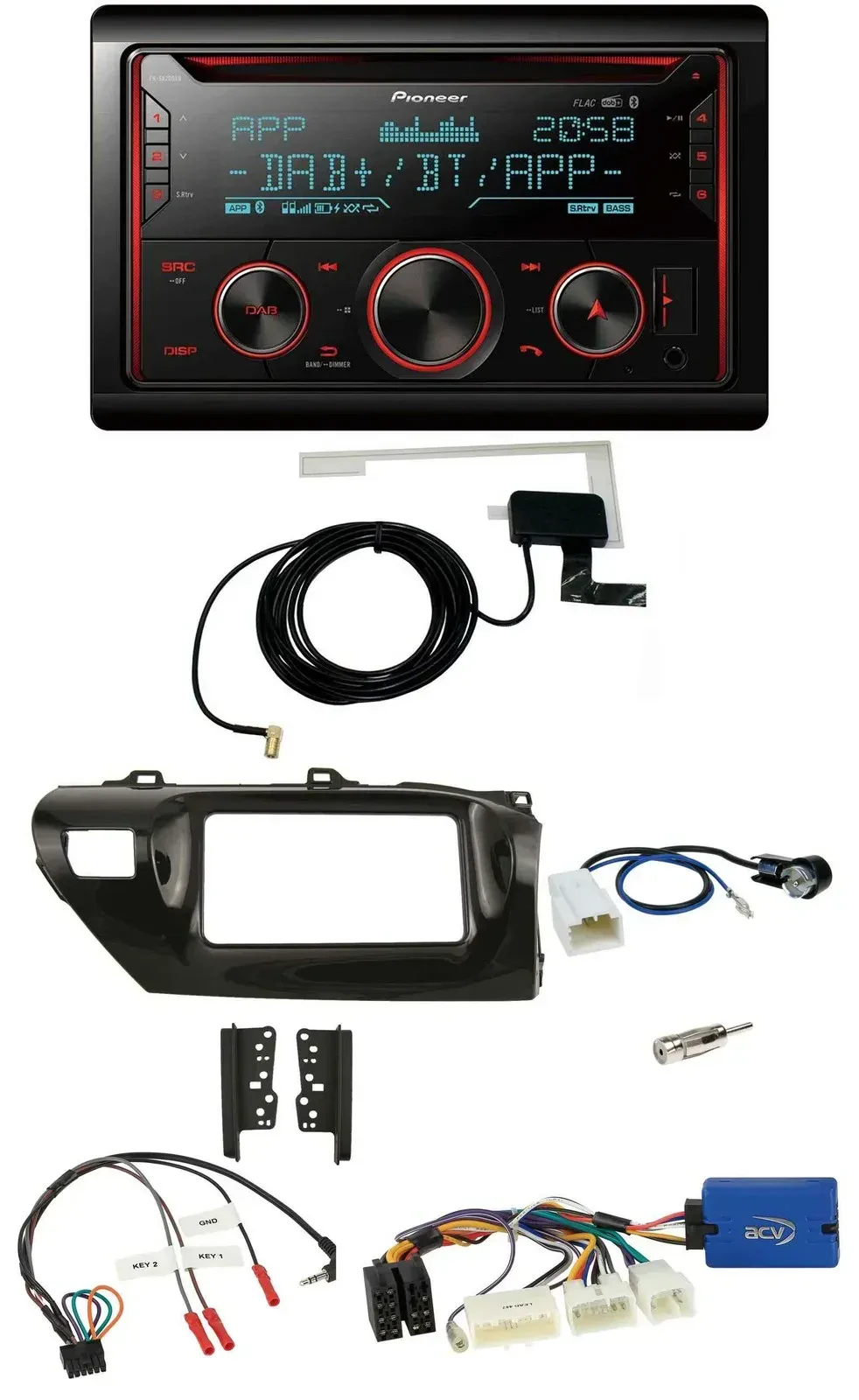 Автомагнитола Pioneer 2-DIN, DAB, USB, CD, Bluetooth, для Toyota Hilux 2015–2020, поддержка управления с руля