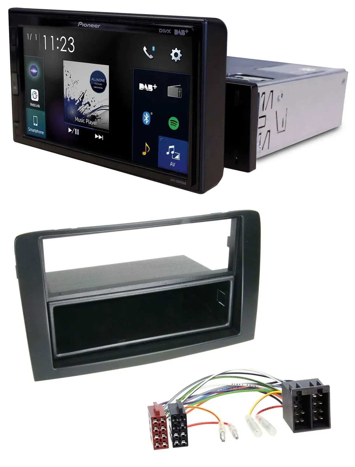 Pioneer DAB MP3 Bluetooth USB Autoradio für Fiat Idea (350 03-11) schwarz