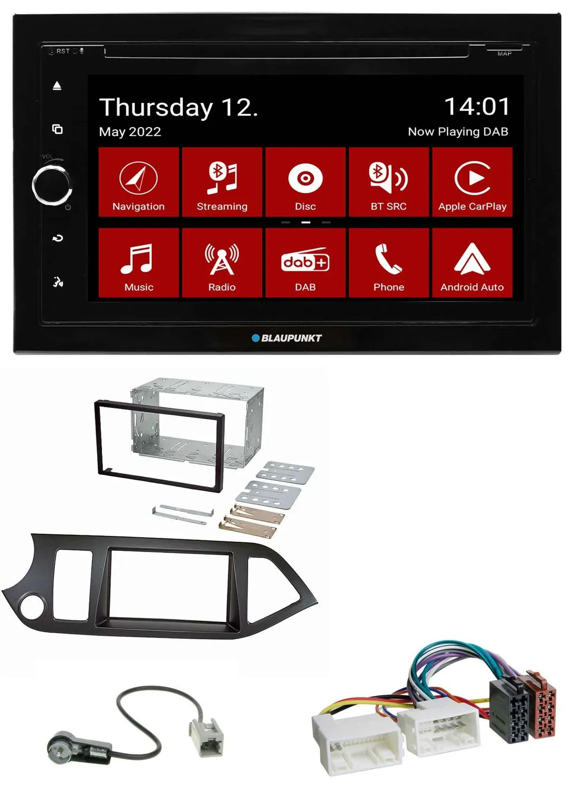 Автомагнитола для Kia Picanto (с 2011) Blaupunkt Start-S MP3/DVD/Bluetooth/DAB, 2DIN, USB