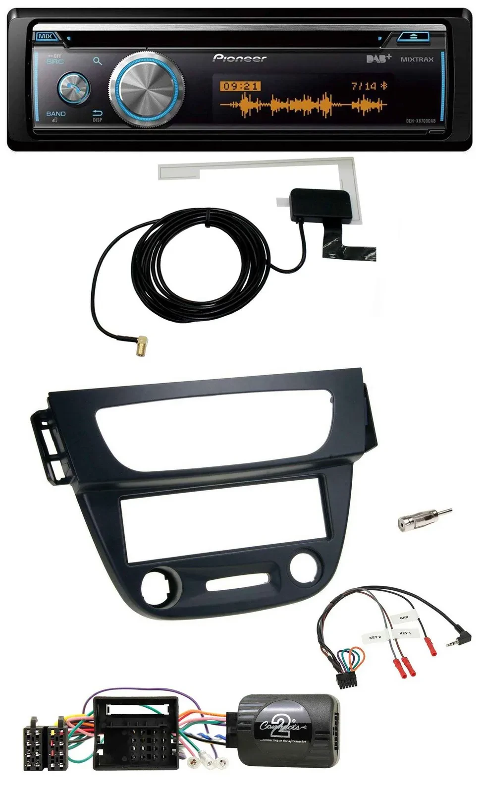 Автомагнитола для Renault Megane III (2009–2012) Pioneer Bluetooth DAB USB CD, поддержка кнопок на руле, черная