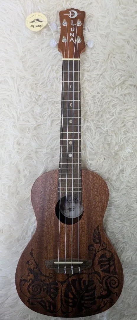 Luna Guitars Luna UKE MO MAH L Left Handed Lizard Mahogany Concert Acoustic Ukulele with Bag