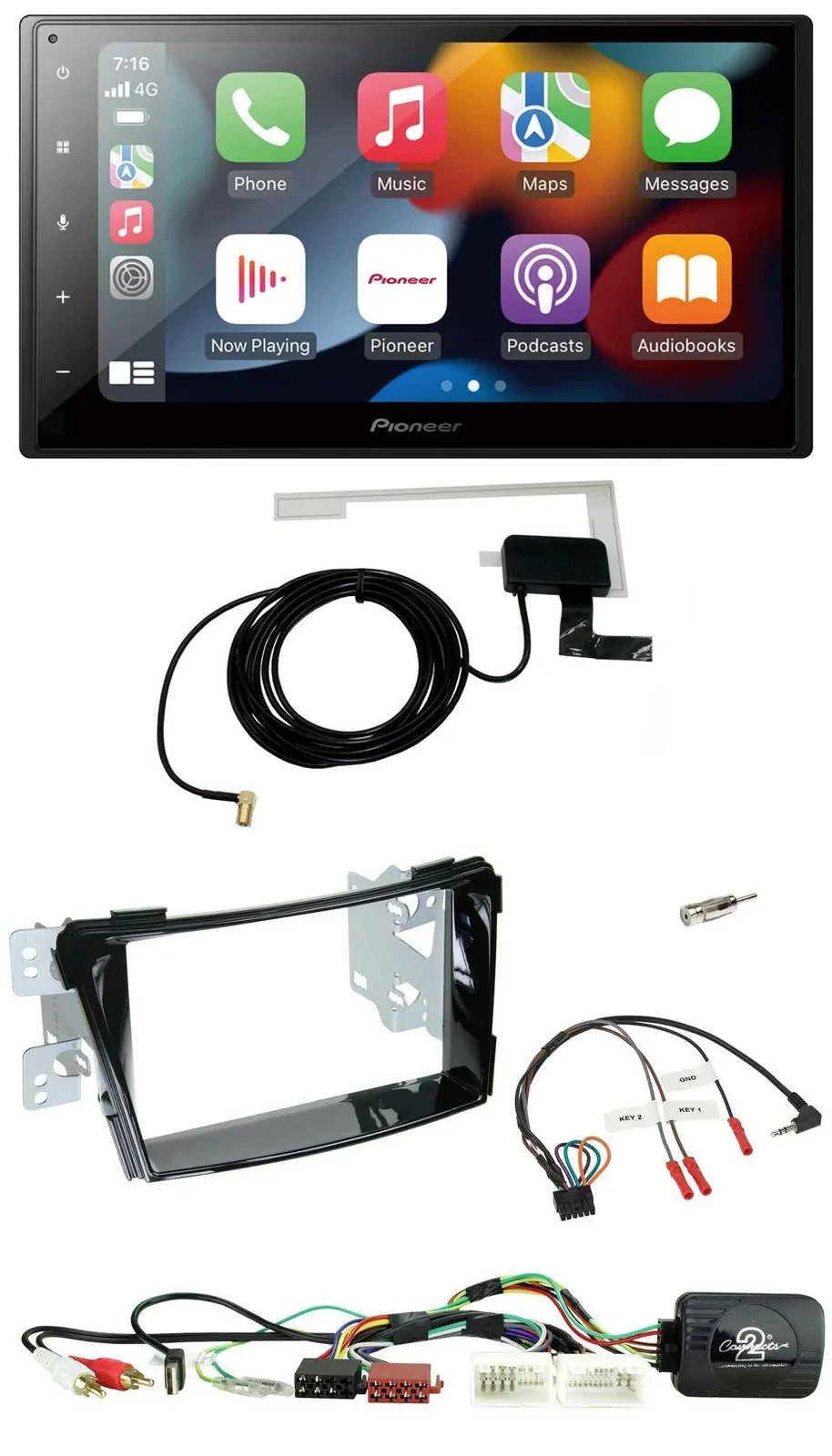 Автомагнитола Pioneer 2DIN, USB, Bluetooth, DAB, для Hyundai i40 (2011–2019), AUX