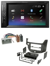 Pioneer DAB MP3 2DIN Bluetooth USB Autoradio für Honda Jazz ab 09 dunkelgrau