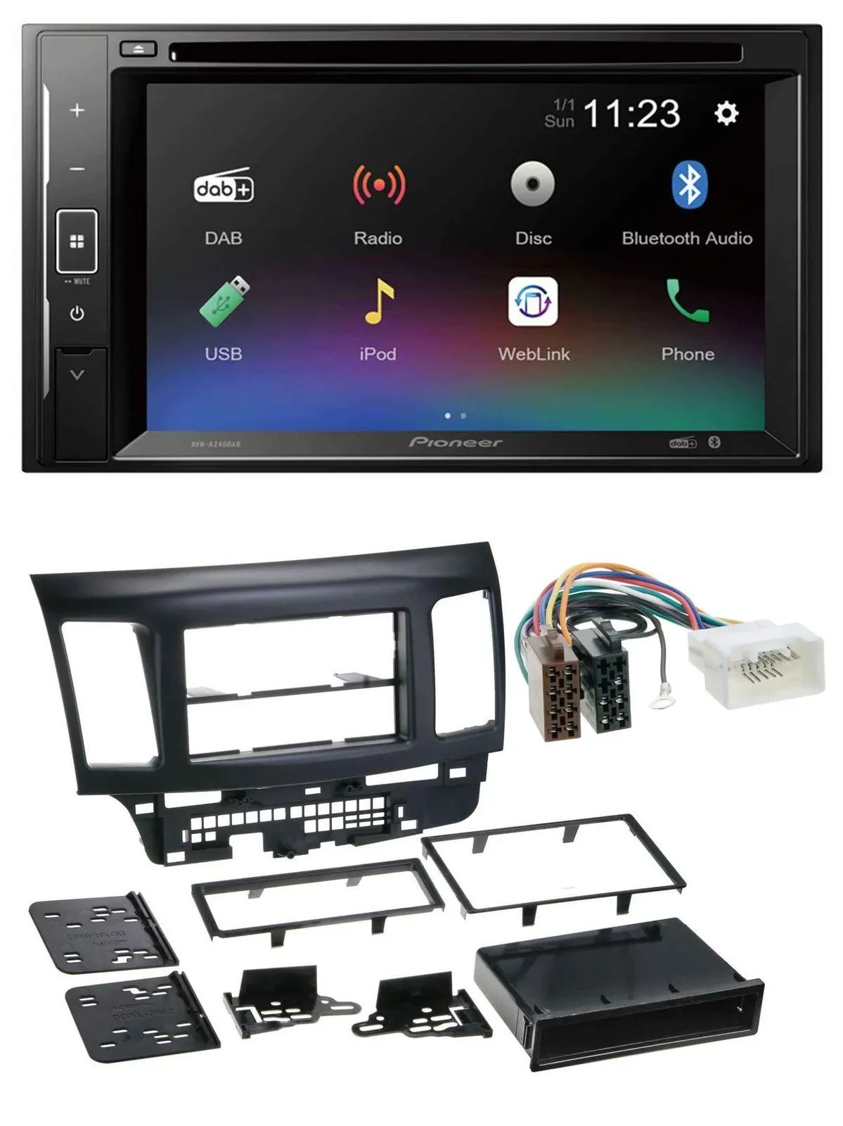 Pioneer Bluetooth MP3 USB 2DIN DAB DVD Autoradio für Mitsubishi EVO Lancer ab 08