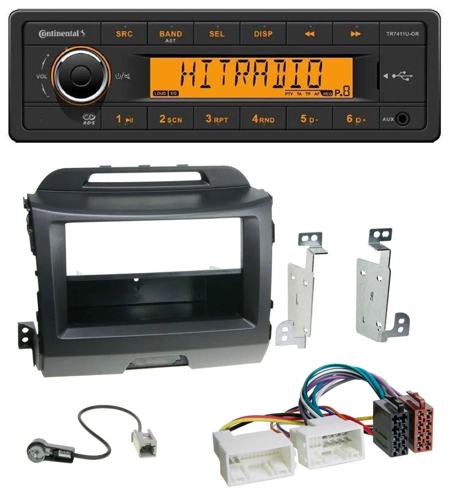 Continental 1DIN USB AUX MP3 Autoradio für Kia Sportage 3 SL 10-15 schwarz