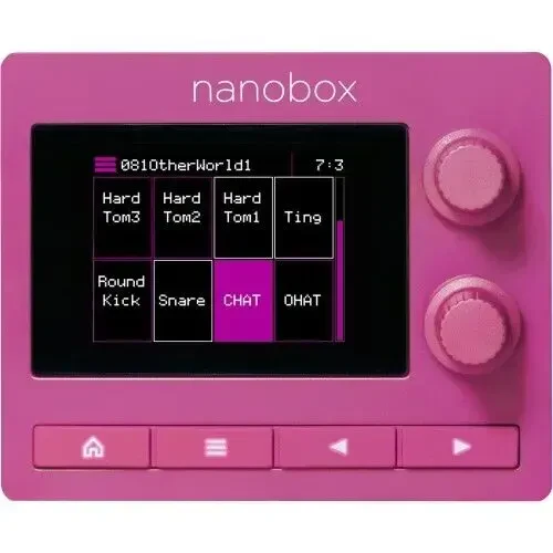 Драм-машина 1010music nanobox Razzmatazz 8 пэдов, секвенсер 64 шага, 2" сенсорный экран, USB-C, MIDI In/Out, Line In/Out, microSD