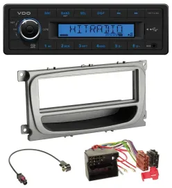VDO AUX 1DIN MP3 USB Autoradio für Ford Focus Galaxy C-Max ab 2007 silber Ablage