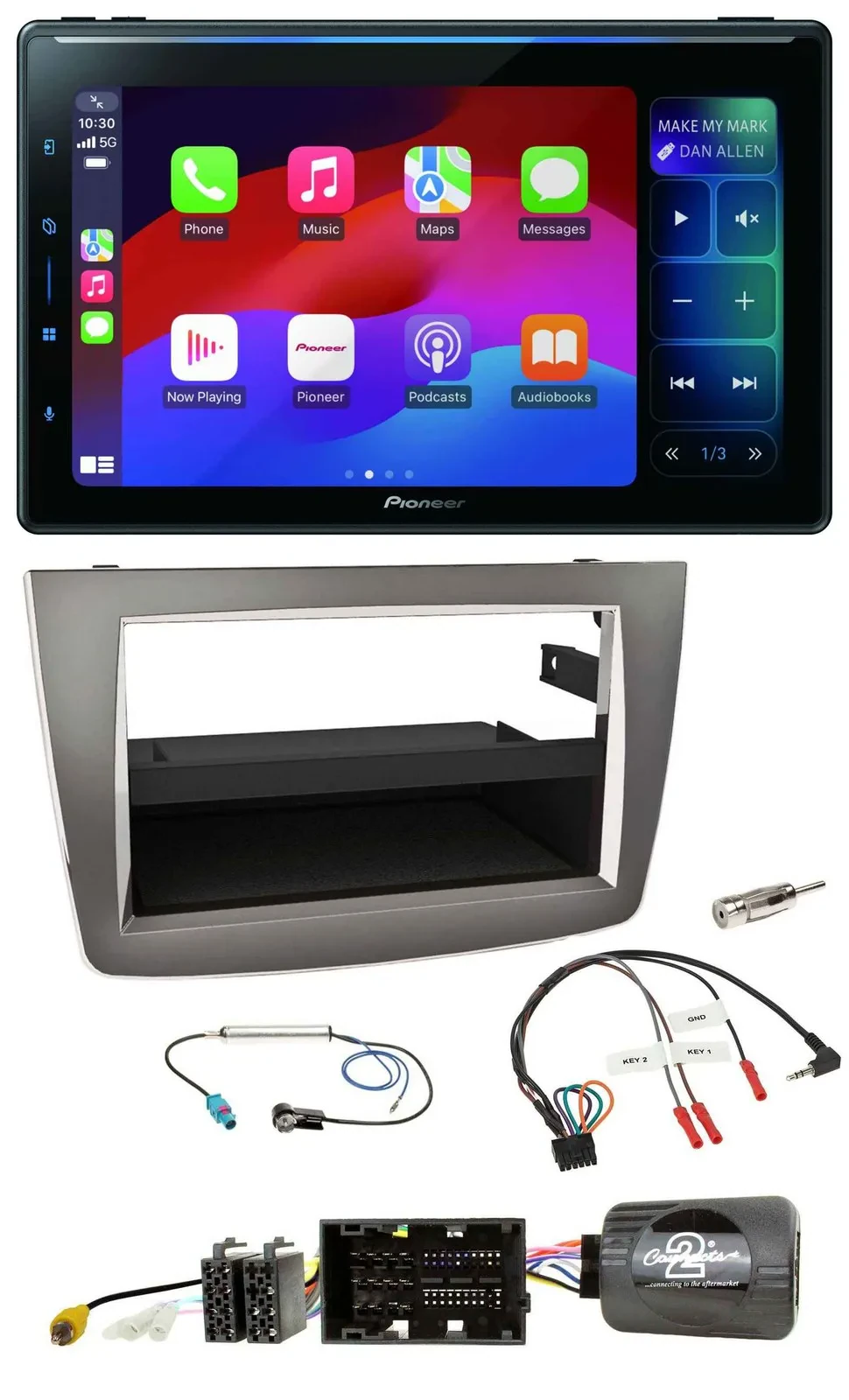 Pioneer Bluetooth DAB Lenkrad USB Autoradio für Alfa Mito 2014-2018 955 silber