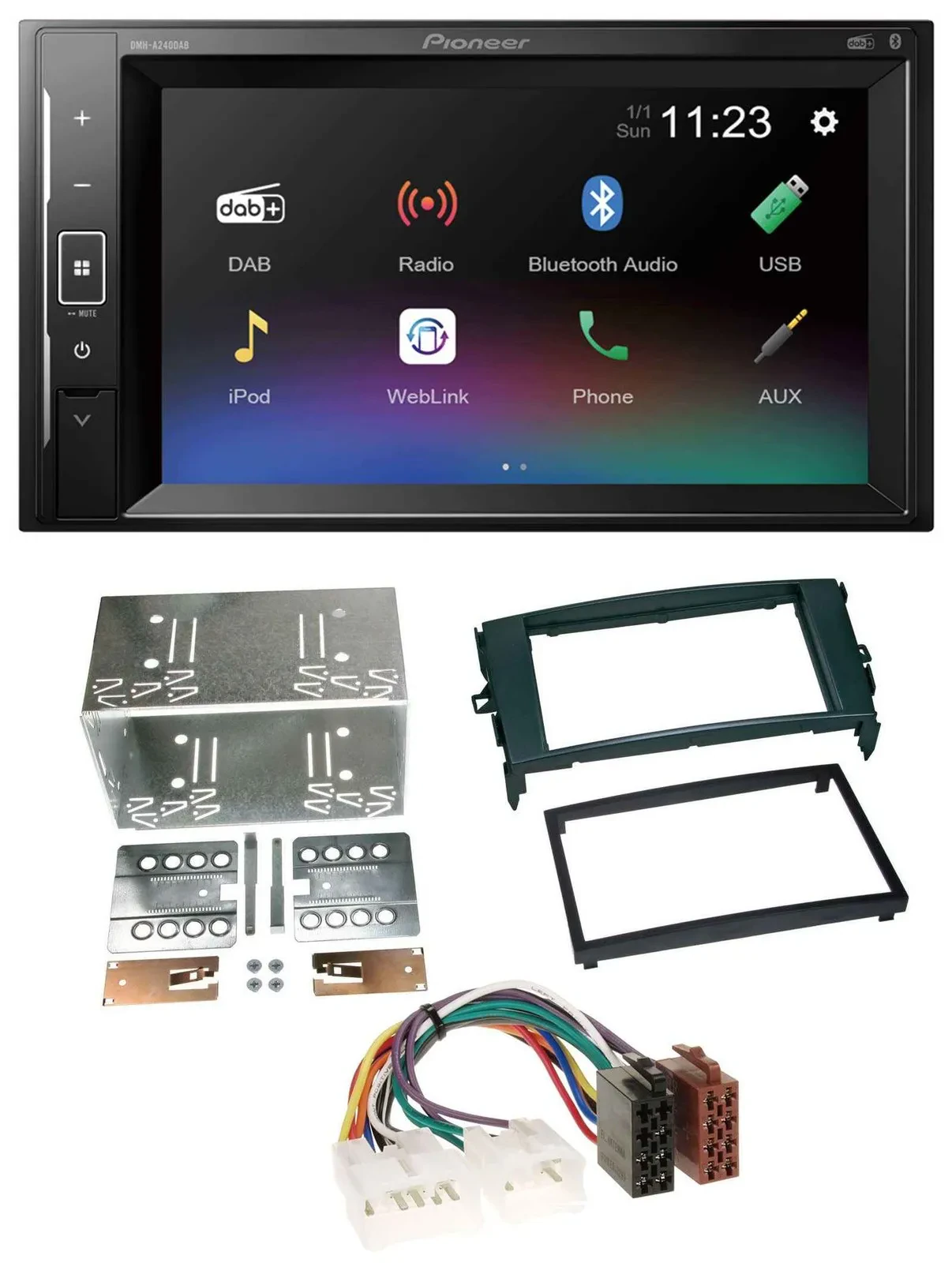 Pioneer DAB MP3 2DIN Bluetooth USB Autoradio für Toyota Auris 07-12 schwarz