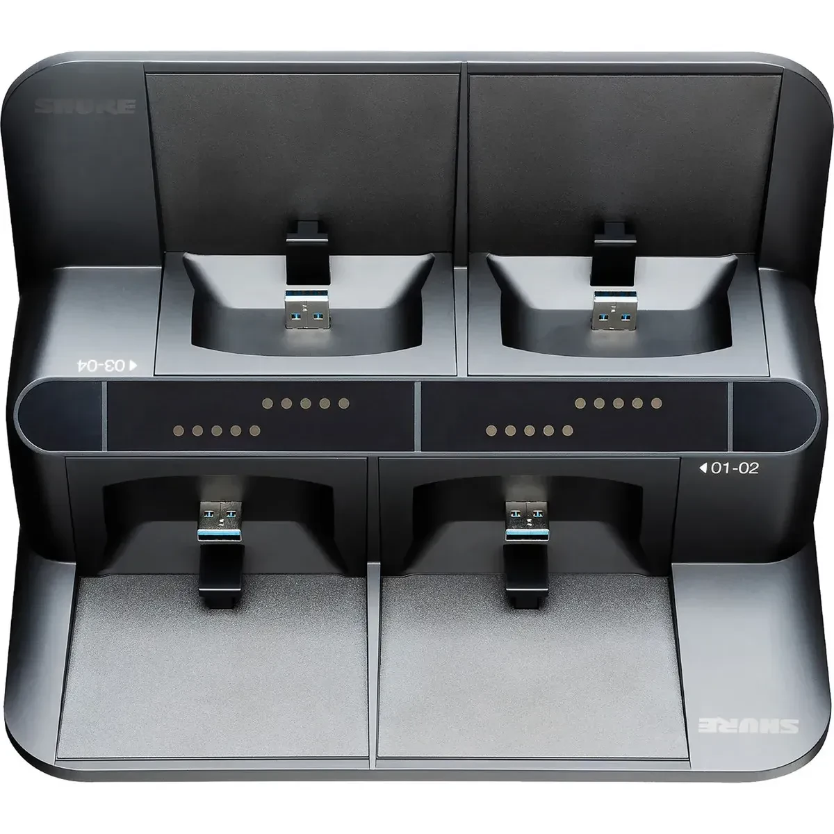 Зарядное устройство для радиосистемы Shure SBC450 4-отсековое, сетевое, с блоком питания PS45, для ULXD6