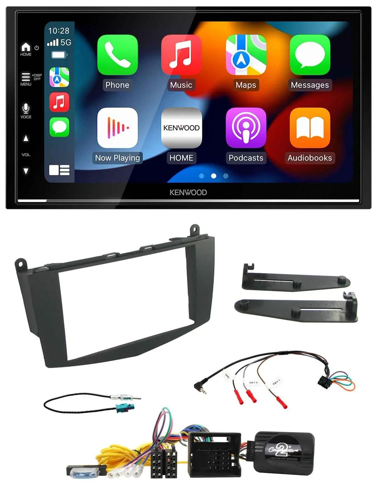 Автомагнитола для Mercedes C‑Class (W204, 2007–2011) Kenwood 2DIN, DAB, USB, Bluetooth