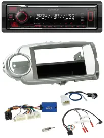 Автомагнитола для Toyota Yaris 2011–2014 Kenwood Bluetooth USB DAB серебристая