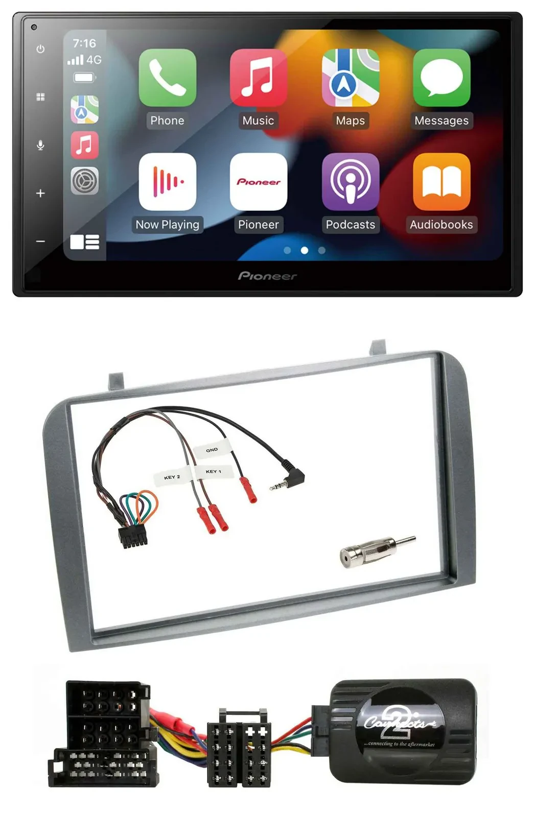 Pioneer DAB Bluetooth 2DIN USB Lenkrad Autoradio für Alfa Romeo GT 147 2000-2008