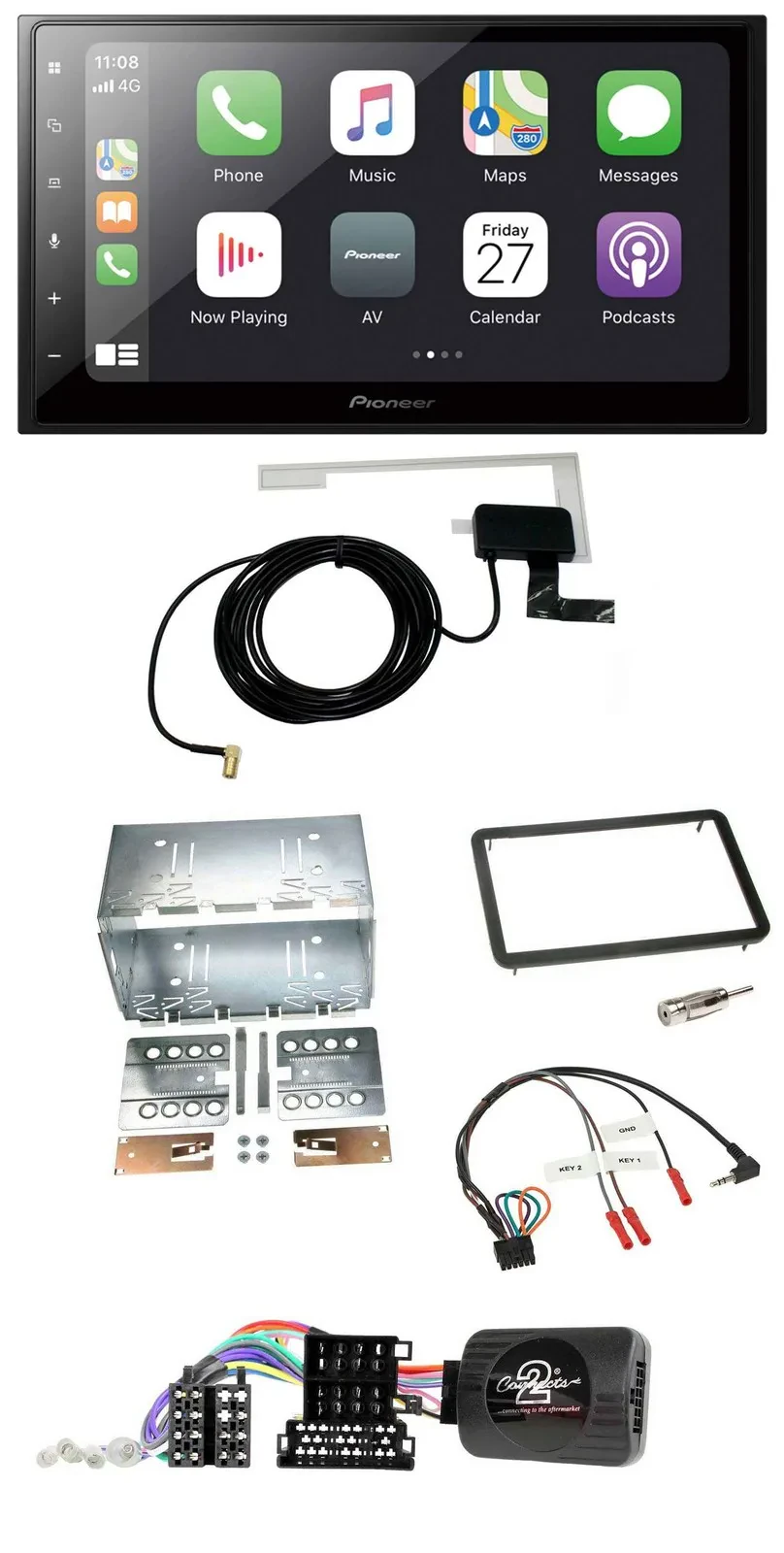 Pioneer USB Lenkrad 2DIN Bluetooth DAB Autoradio für Alfa Romeo 159 Brera Spider