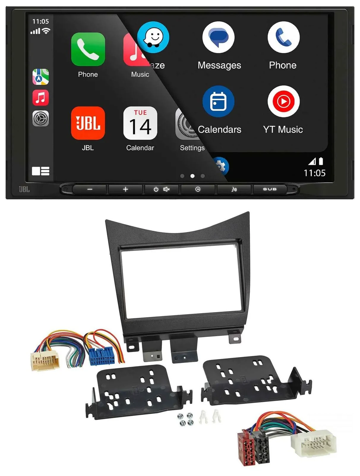 JBL USB 2DIN MP3 Bluetooth AUX Autoradio für Honda Accord 02-08 schwarz