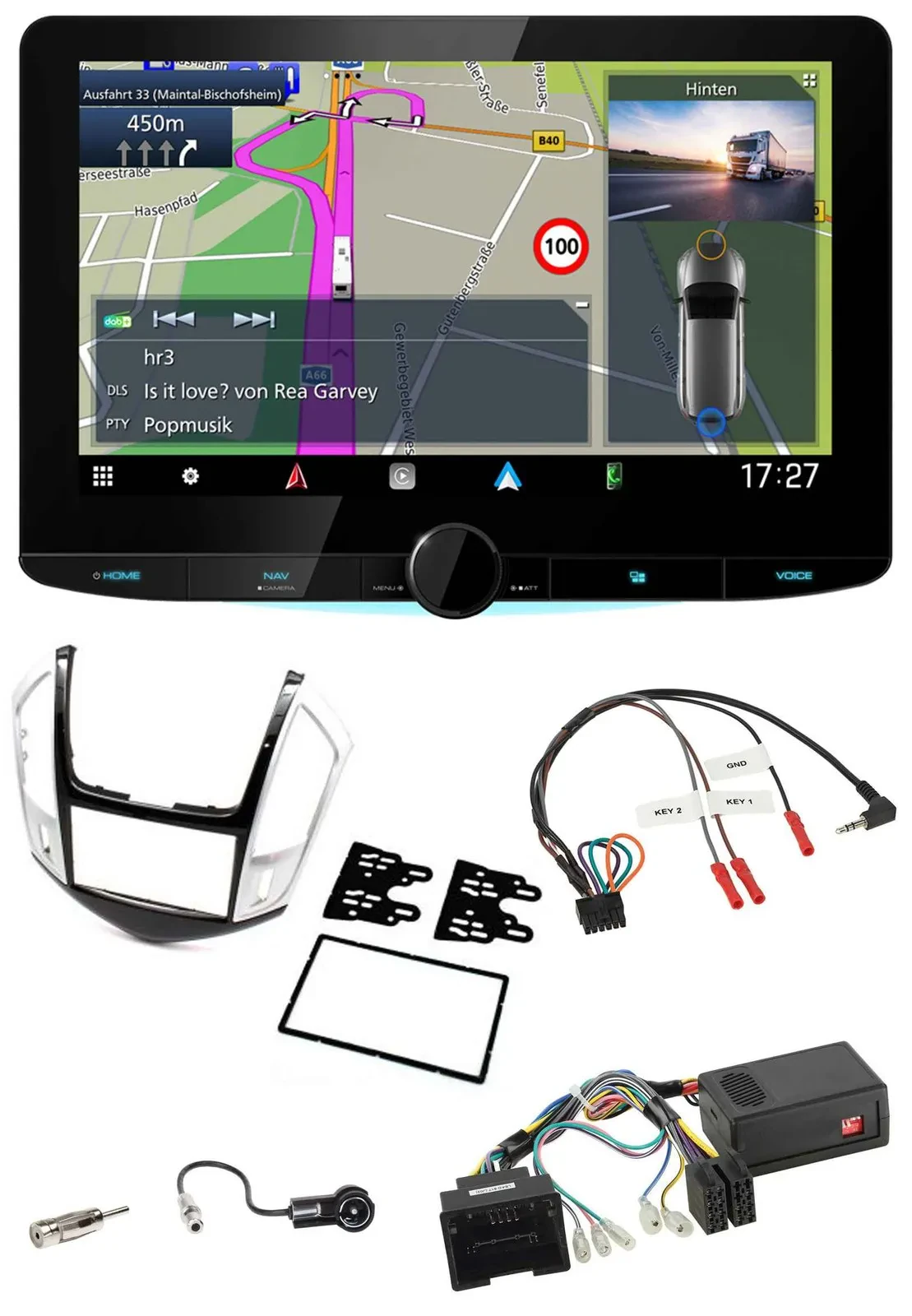 Kenwood Bluetooth DAB TMC 2DIN Lenkrad USB Navigation für Chevrolet Cruze 2011-2