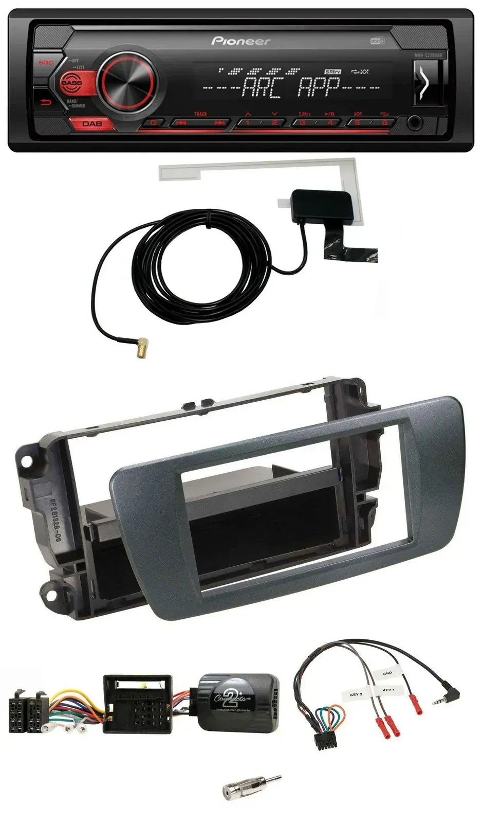 Автомагнитола для Seat Ibiza Pioneer 1 DIN, USB, DAB, MP3, управление с руля, черный