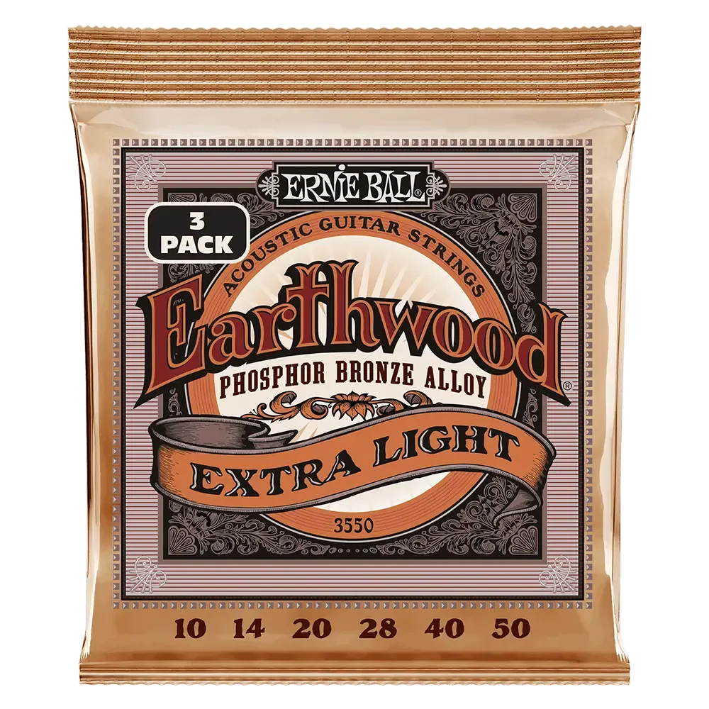 Струны для акустической гитары ERNIE BALL 3550 Earthwood Phosphor Bronze Extra Light 3 Pack 10-50