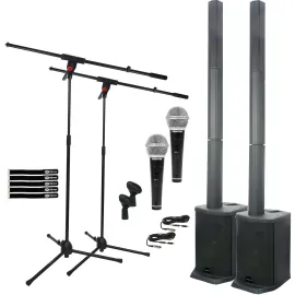 American Audio APX CS8 Bluetooth Column DJ PA Gig Speaker Systems w Mics Pair