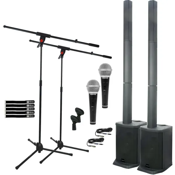 American Audio APX CS8 Bluetooth Column DJ PA Gig Speaker Systems w Mics Pair