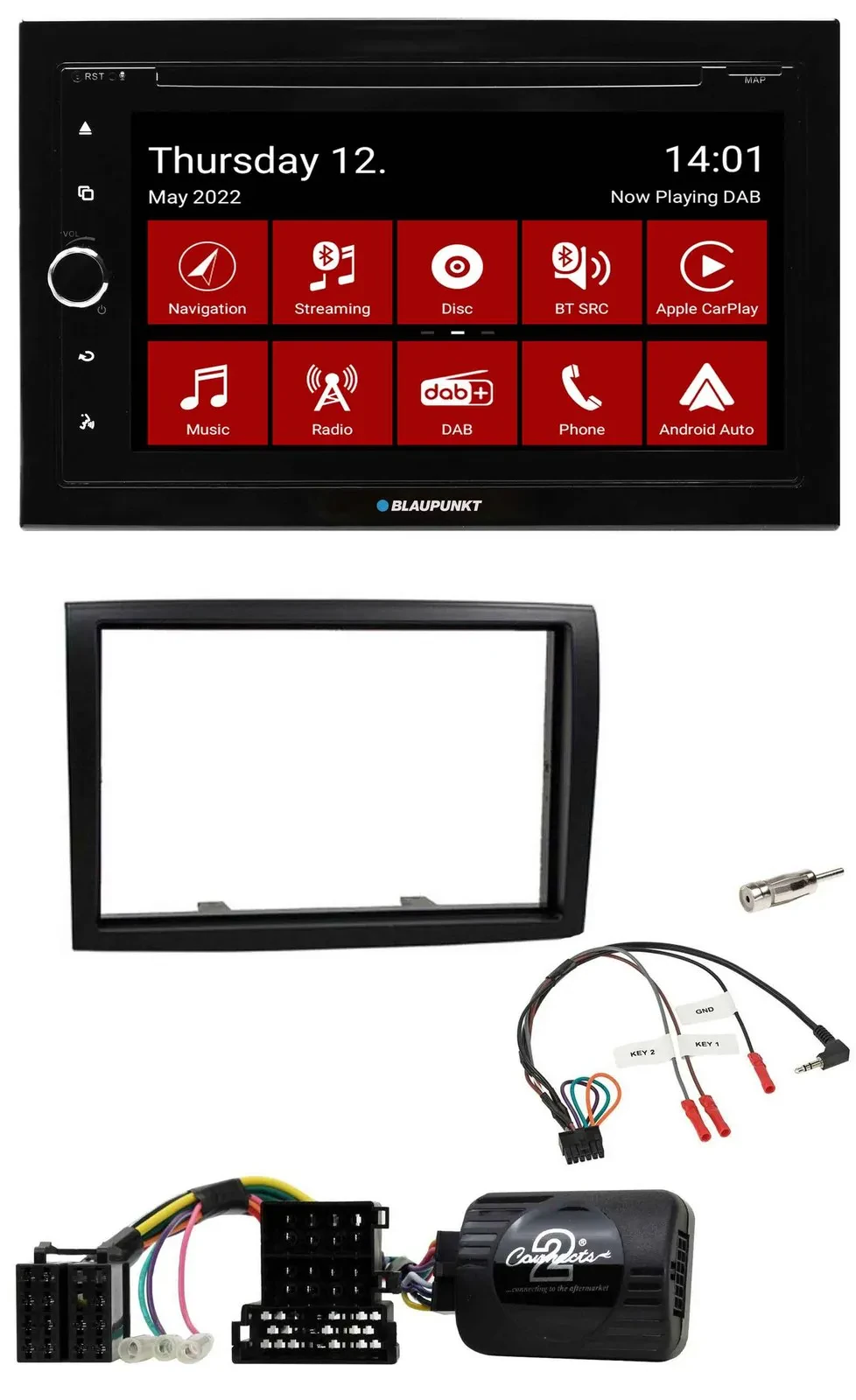 Автомагнитола Blaupunkt 2-DIN DVD Bluetooth DAB USB для Citroen Jumper/Peugeot