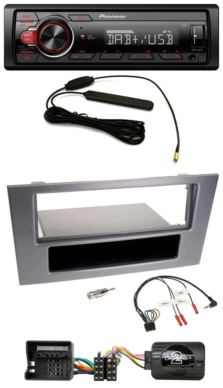 Автомагнитола Pioneer 1 DIN, DAB, USB, MP3, для Ford Mondeo 2004–2007, антрацит, поддержка кнопок на руле