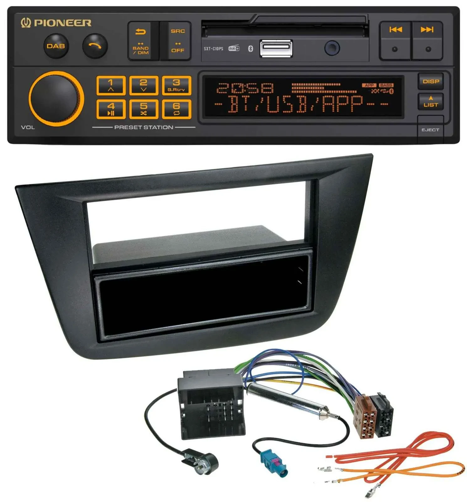 Автомагнитола Pioneer DAB MP3 USB Bluetooth для Seat Toledo/Altea (с 2005), черная