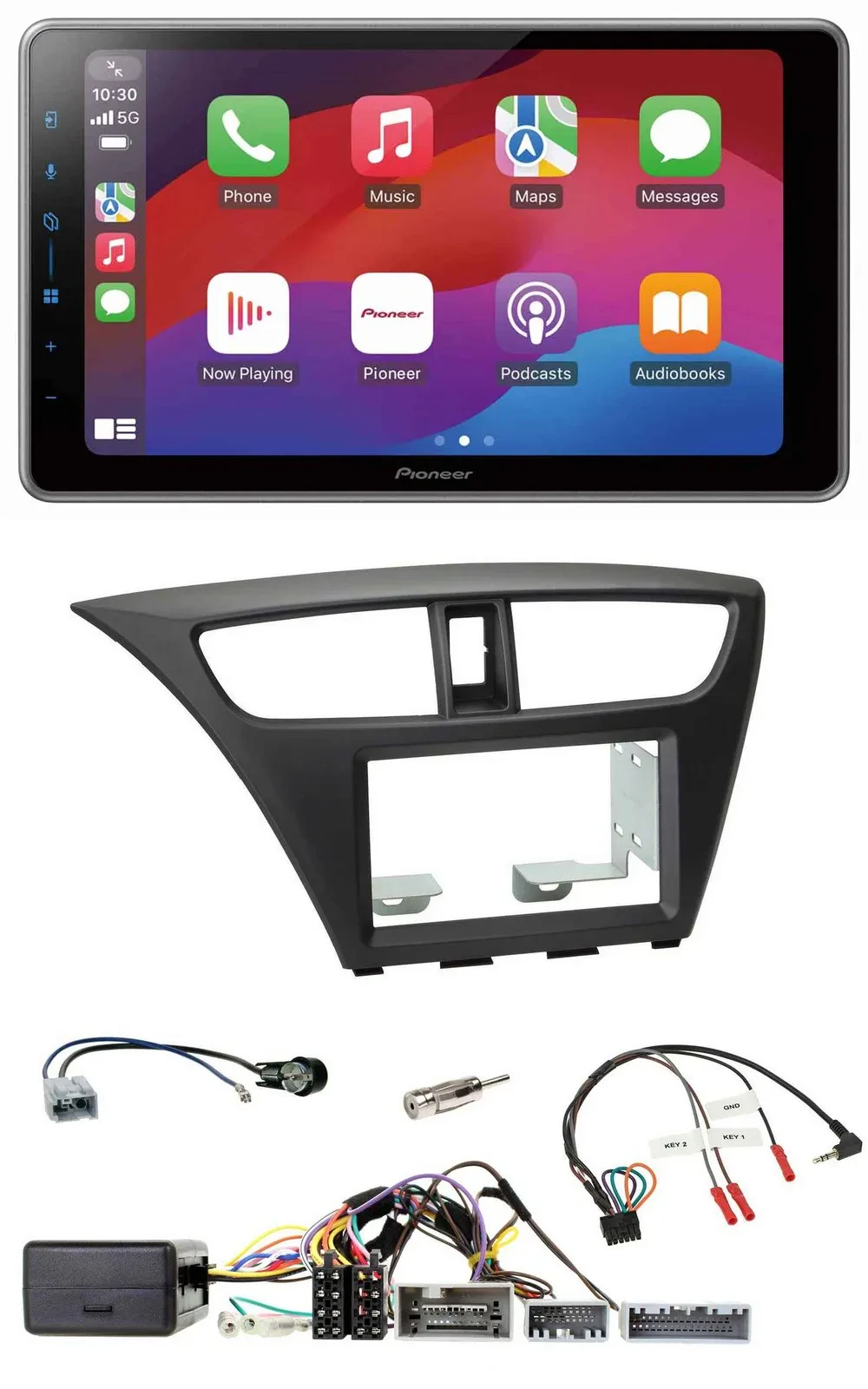 Pioneer Lenkrad USB DAB Bluetooth 2DIN Autoradio für Honda Civic ab 12 schwarz