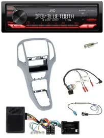 Автомагнитола JVC Bluetooth, USB, DAB для Opel Astra J (2009–2016), платиновый серебристый, совместимая с управлением на руле