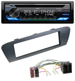 JVC Bluetooth MP3 USB DAB CD Autoradio für Renault Scenic (ab 09) - grau