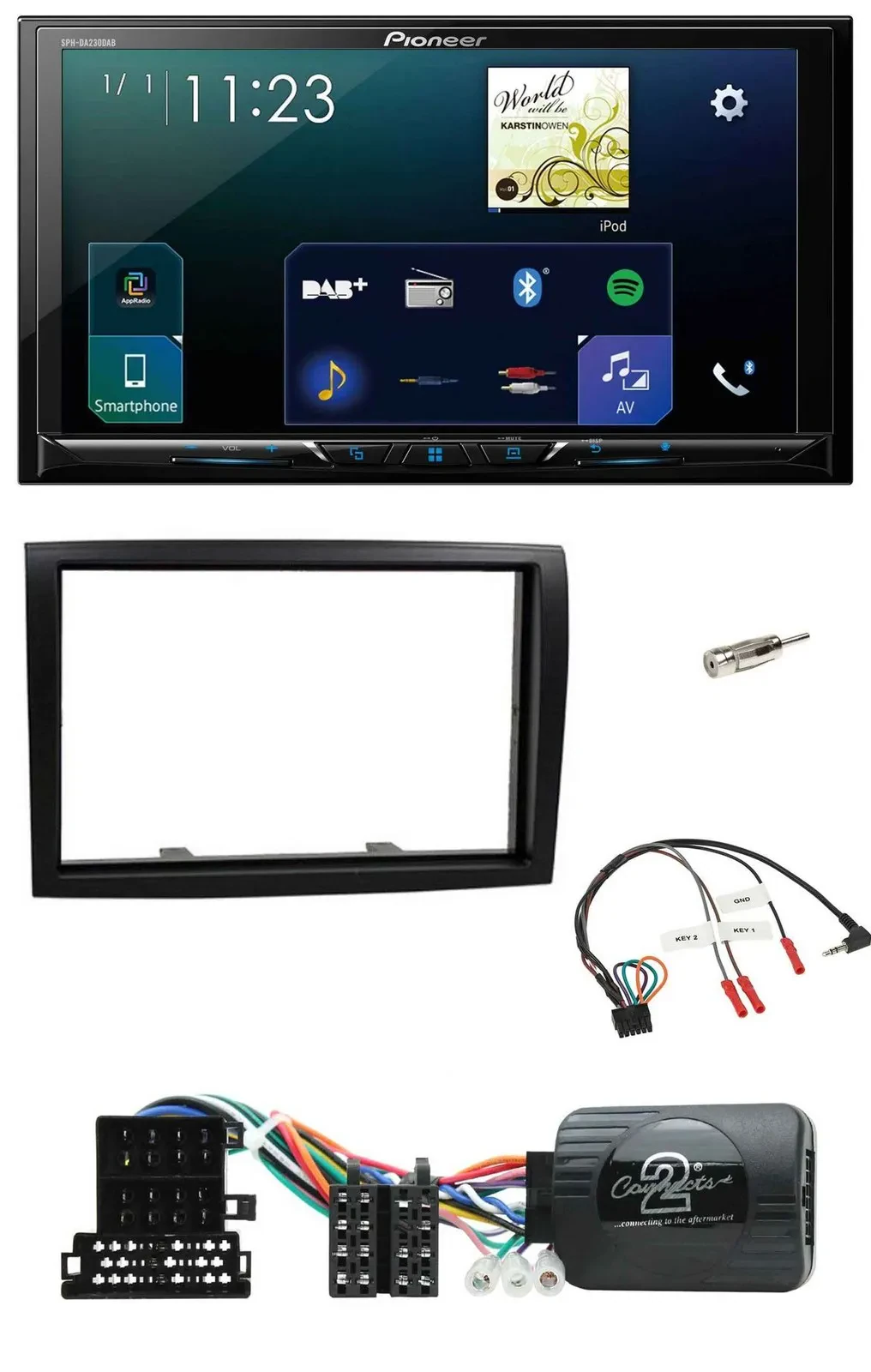 Автомагнитола для Citroen Jumper 2008–2011 Pioneer 2DIN, Bluetooth, DAB, USB, совместимая с кнопками на руле