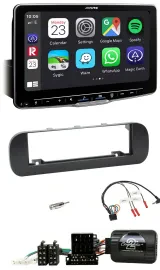 Автомагнитола Alpine Bluetooth USB DAB для Fiat Panda 2012–2020 черная с поддержкой кнопок на руле