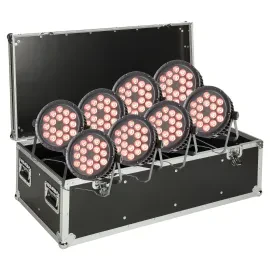 LightmaXX LED PAR Set 8Stk RGBW DMX Powercon Outdoor 144W Schwarz