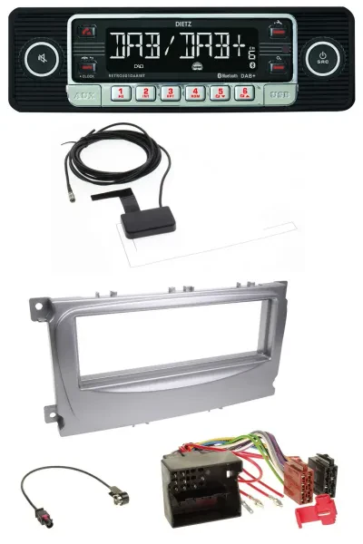 Dietz DAB Bluetooth USB MP3 Autoradio für Ford S-Max Mondeo 07-14 silber