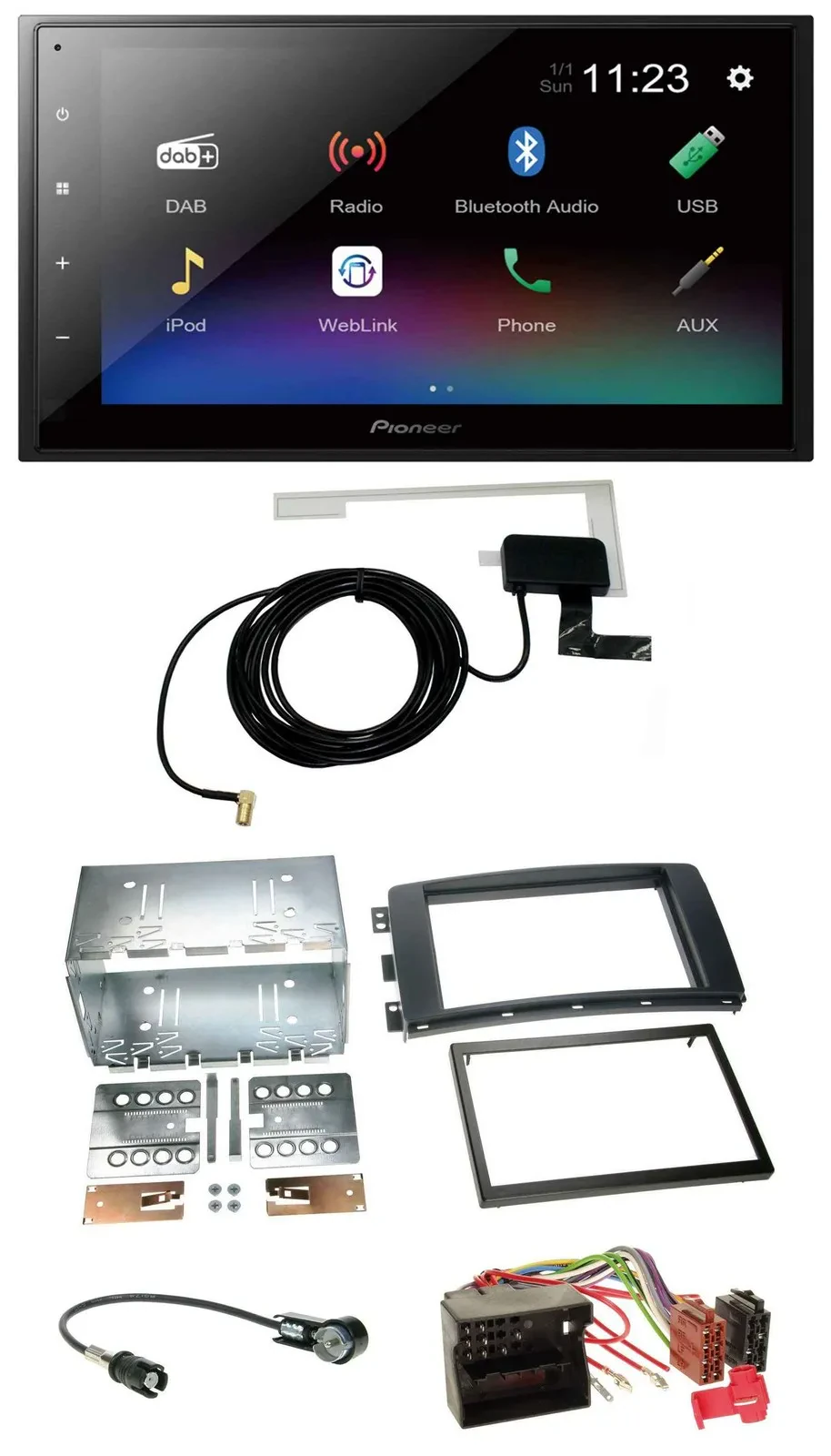 Pioneer DAB MP3 Bluetooth 2DIN USB Autoradio für Smart ForTwo 07-10 ForFour 04-0
