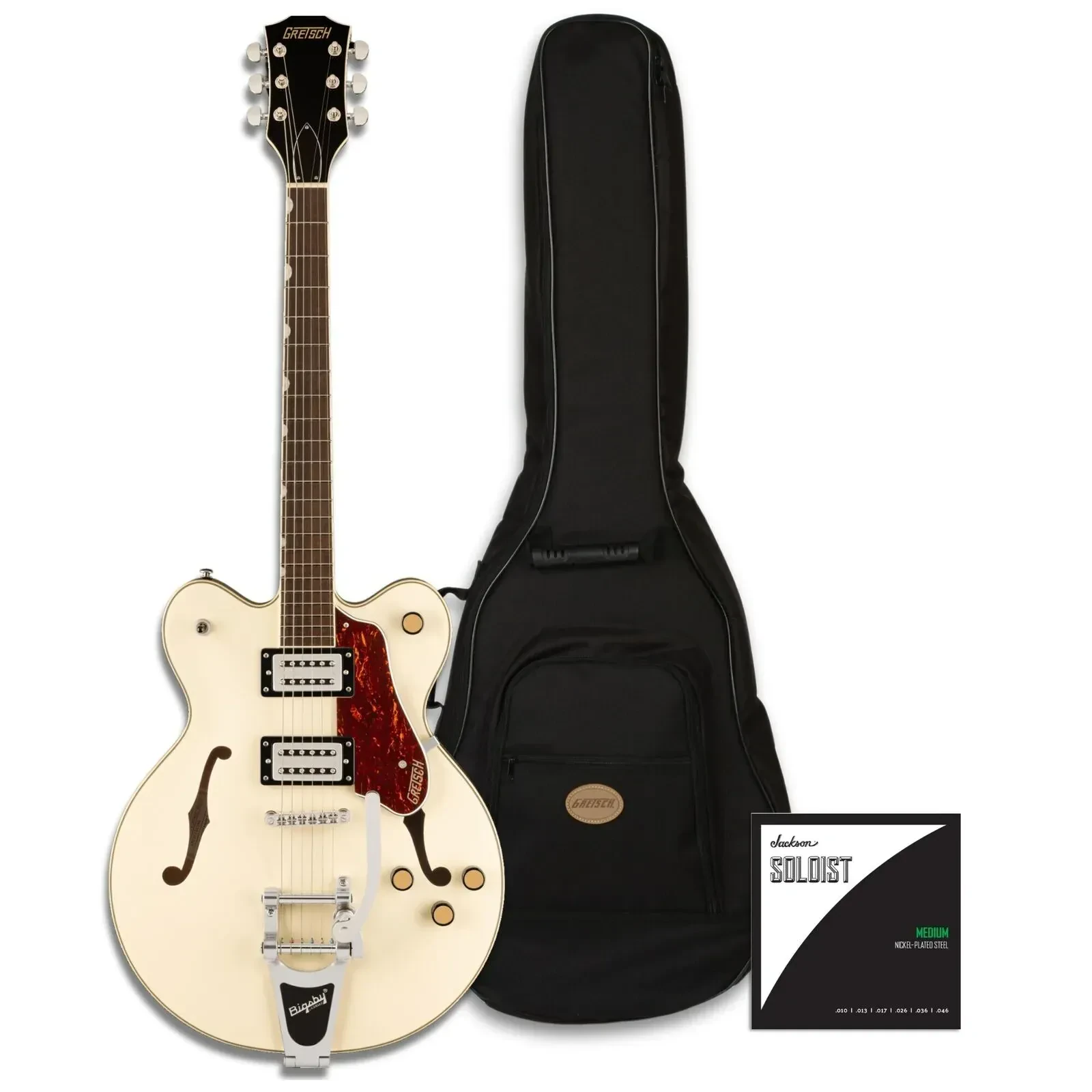 Gretsch G2622T Streamliner Center Block Double Cut Vintage White Guitar Bundle