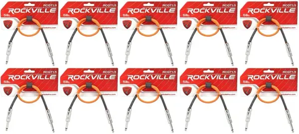 Патч-кабель инструментальный Rockville RCGT1.5O Orange 0.45 м (10 штук)