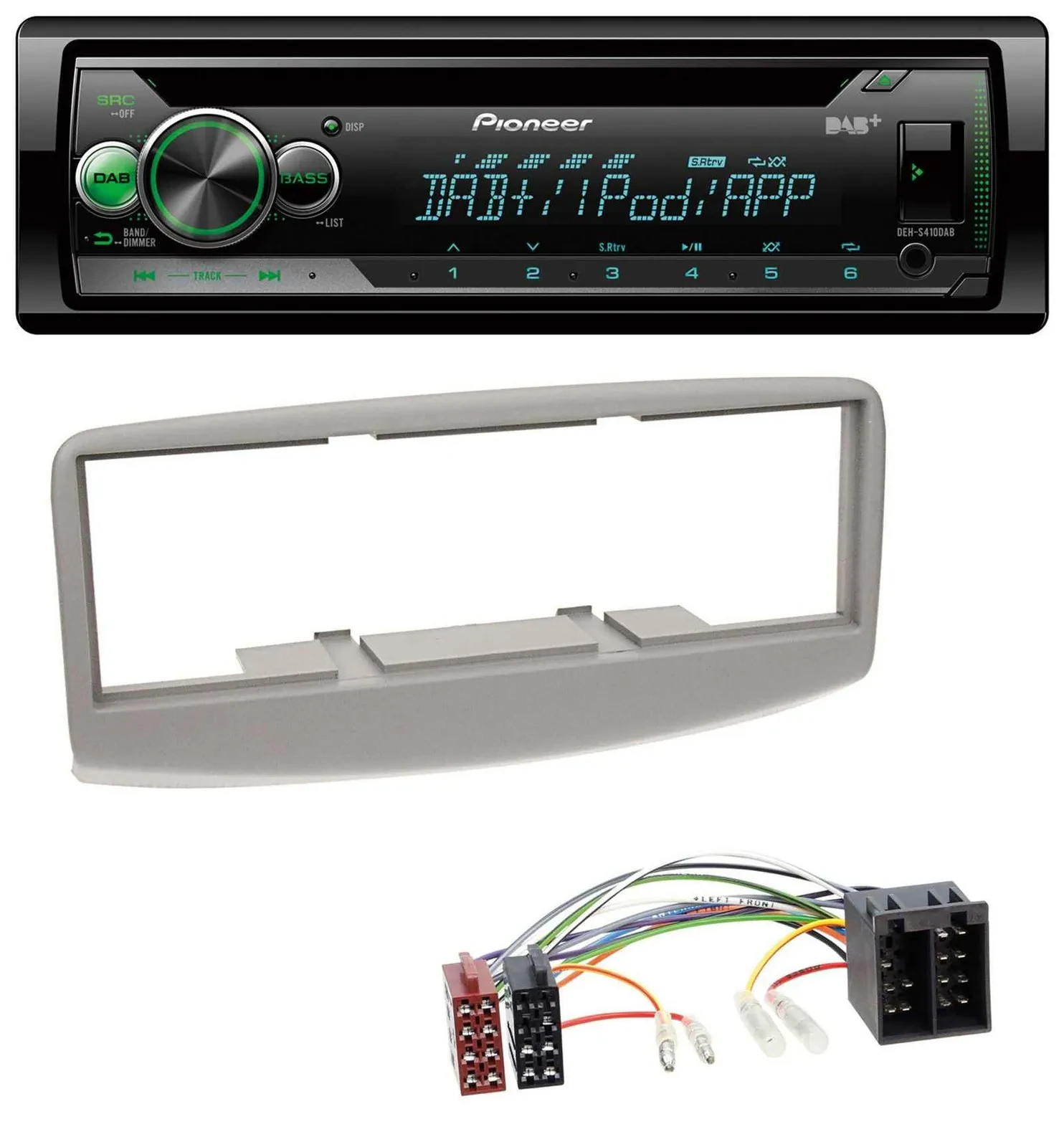 Автомагнитола Pioneer CD, USB, MP3, DAB, AUX, для Fiat Multipla (186) 1999–2010, серый
