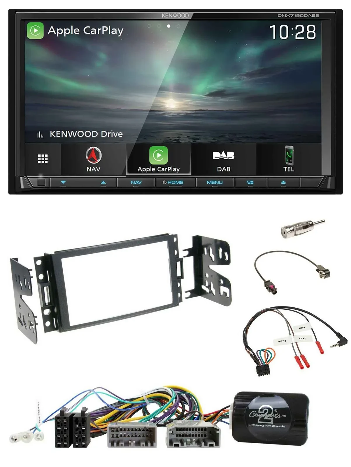 Kenwood Bluetooth USB 2DIN Lenkrad TMC DAB Navigation für Jeep Grand Cherokee 20