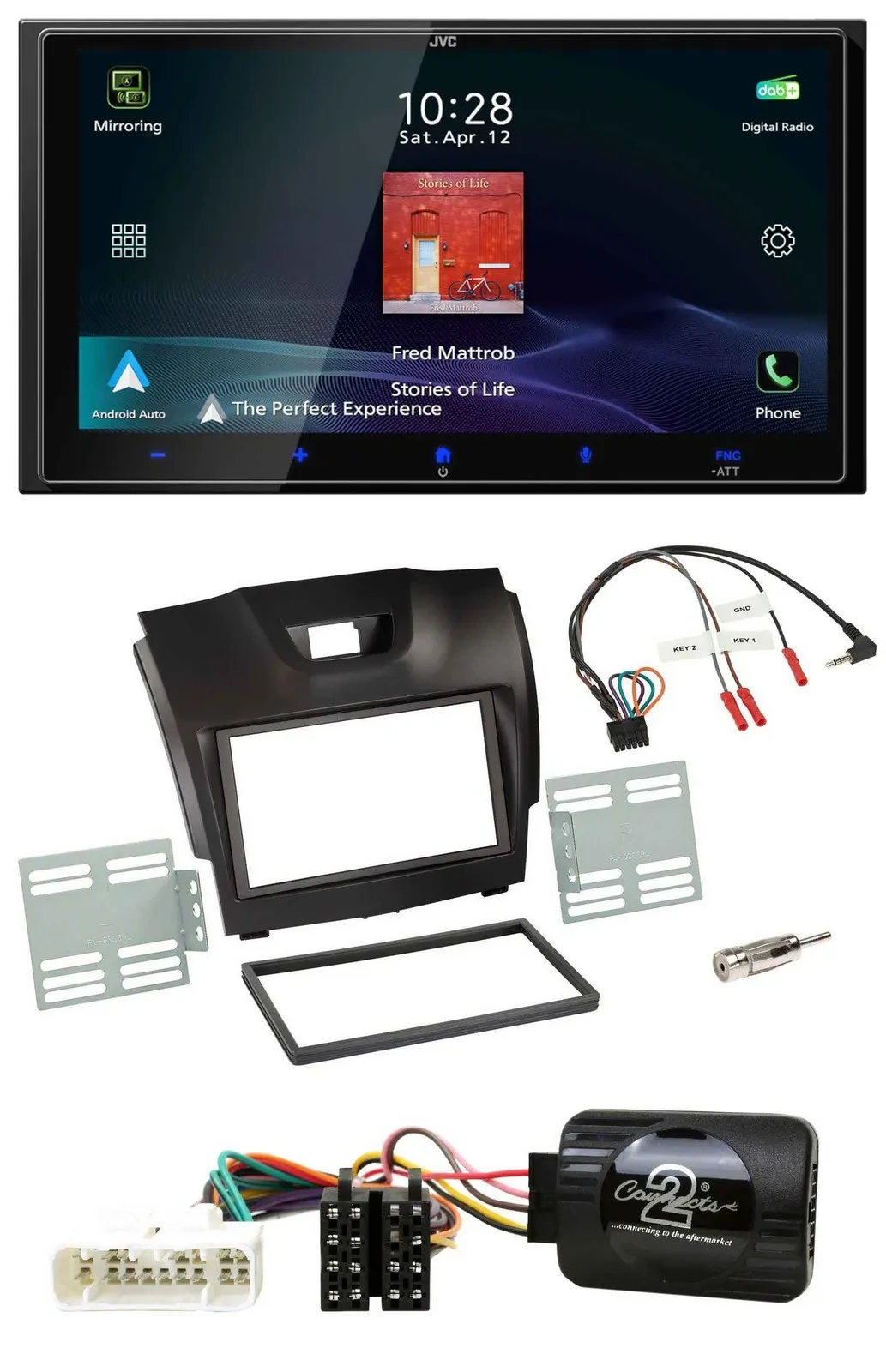 JVC USB Bluetooth 2DIN DAB Lenkrad Autoradio für Isuzu D-Max ab 12 dunkelgrau