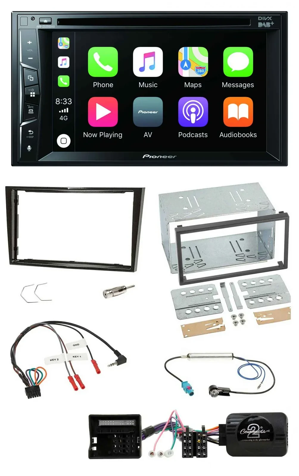 Pioneer Lenkrad USB DVD Bluetooth DAB 2DIN Autoradio für Opel Zafira Corsa D Ast